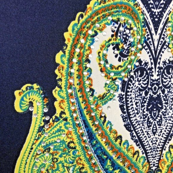 Priya Bling Colorful Tunic Size 2XL Stretchy Multi Color Lightweight 3/4 Sleeves - Picture 4 of 5